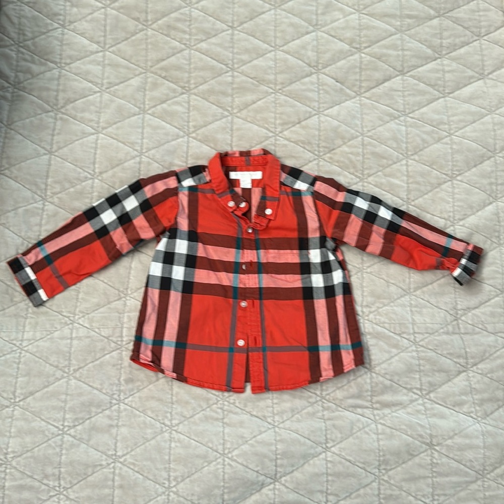 Burberry 12 month long sleeve plaid shirt